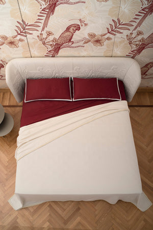 Red Cordonetto Bed Set